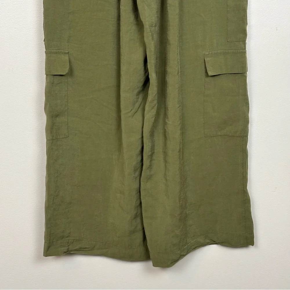 Madewell Pants Womens Medium Green Pull-On Wide-Leg Cargo in Softdrape - Picture 6 of 10